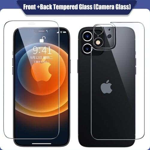 Front+Back Tempered Glass Screen Film For iPhone 12 Pro Max 5G Camera Glass Screen Protector Cover For iPhone 11 Pro Max 12 Mini