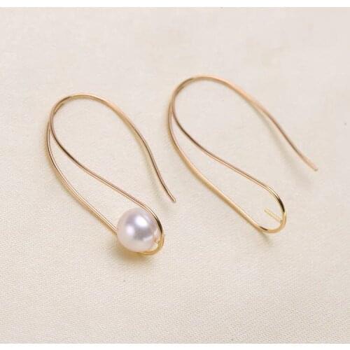 18K Gold Drop Earrings Mountings Settings AU750 Jewelry Findings Mounts for Pearls Jade Coral Crystal Beads Stones