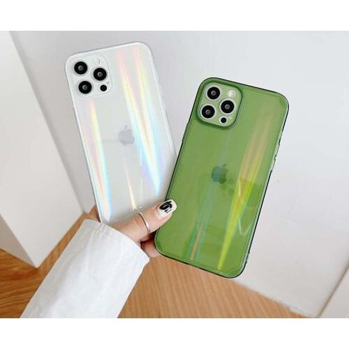 Aurora Translucent Silicone Soft Case for iPhone 12 11 Pro XS Max Mini Shockproof Cover for iPhone X XR SE 7 8 Plus Case Capa