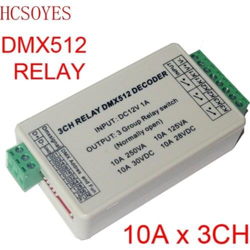 1 pcs DC12V DMX-RELAY-3 channel dmx512 relays use for led lamp
