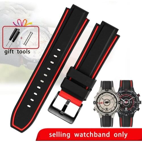 Convex silicone watchband for T-imex t2n721 watch with tide compass series tw2t76400 watch silicone mans watch strap belt 24*16