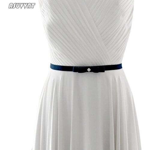 Wedding Belt For Women Bow Tie Rhinestone Belt Girdle Applique Elastic Narrow Waist Seal Decorative Belt For Party Dress