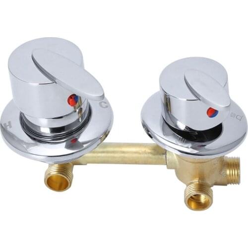 G1/2" Hot & Cold Water Mixing Valve Thermostatic Mixer Two In & One Out Faucet For Shower Room