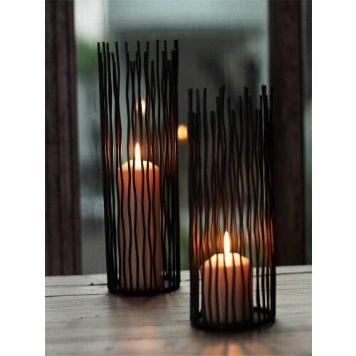 Modern Image European Wrought Iron Candlestick Wedding props Romantic floor table candle holder Desktop decoration Christmas dec