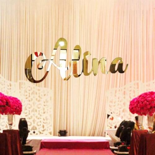 Pesonalized Wedding Names Acrylic Mirror Gold Wood Signs Custom Name Sign Decor Wedding Letters Babyshower Baby Name Nursery