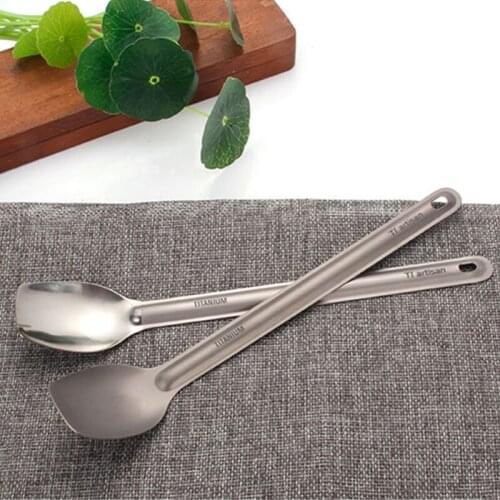 Tiartisan Titanium Spoon 225mm x 40mm Camping Spoon Outdoor Tableware Cutlery Lightweight Long-handled Titanium Spoon Ta8120
