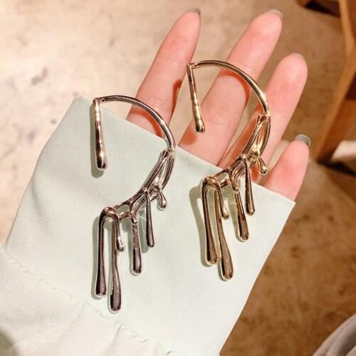 U-Magical Exaggerated Lava Dripping Wax Clip Earrings for Women Unusual Gold Silver Color Irregular Geometric Earrings Jewelry