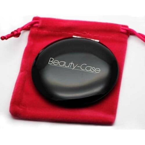 Engraved Compact Mirror Handbag Pocket Mirror Small Makeup Mirror Matte Black Color 18068C