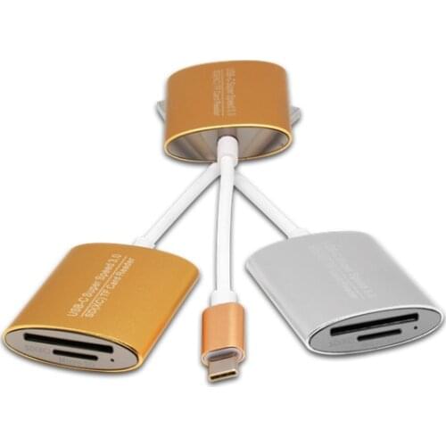 Type-C to 3.0 SD/TF High Speed Card Reader 2 in 1 Card Reader Alloy Shell