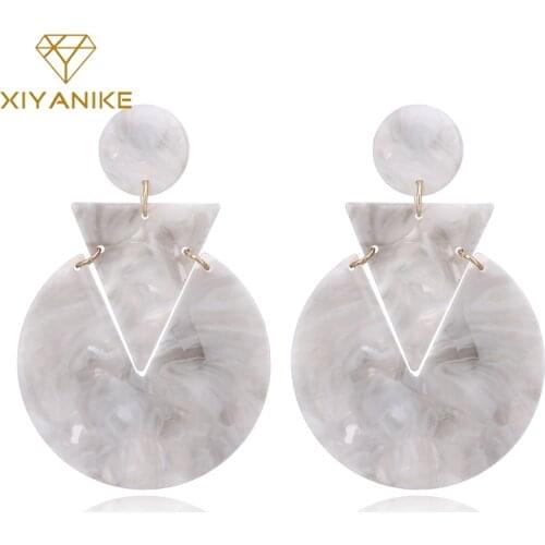 XIYANIKE Combination Geometric Triangle Round Big Drop Earrings Attractive Acrylic Statement Earrings Oorbellen Party E1800