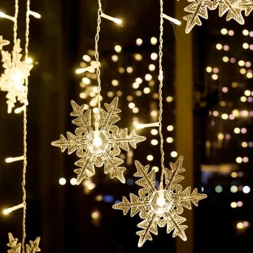 Curtain LED Lights Merry Christmas Decorations for Home Snowflake Icicle Lights Natale Navidad Xmas Decoration New Year 2022