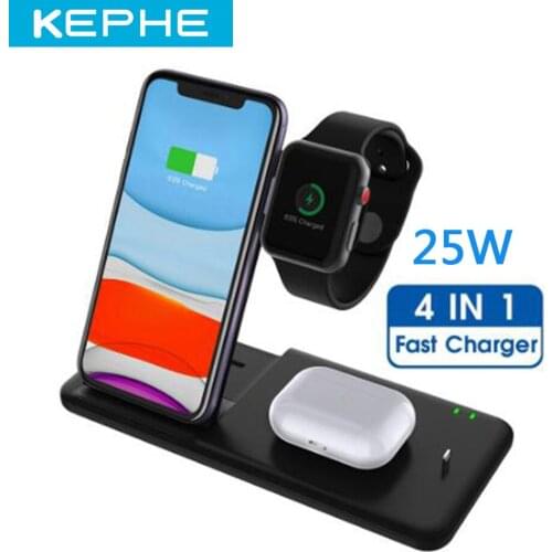 25W 4 in 1 Charging Station for Apple Watch Fast Qi Wireless Charger Stand Dock for iWatch 5 4 3 AirPods Pro iPhone 11 XS XR X 8