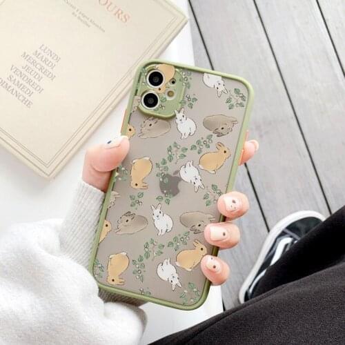 Cartoon Camera Protection Border Cute Rabbit Phone Case for iphone 6s 7 8 plus SE 2020 11 12 Pro Max X XS MAX XR Back Hard Cover