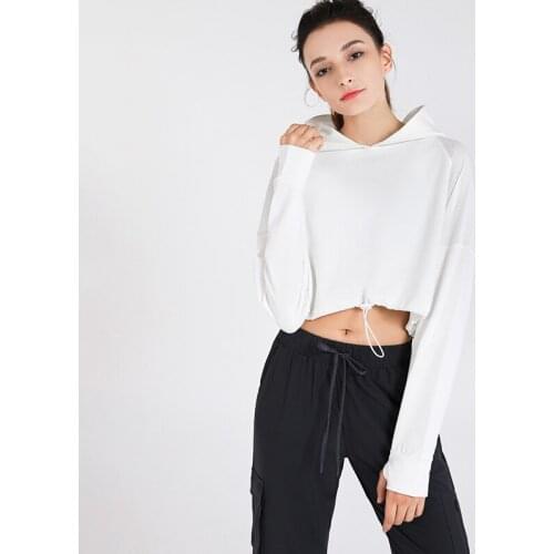 Women Hooded Yoga Shirt Long Sleeve Thumb Hole Running T-shirts Mesh Sport Hoodies Sweatshirts Girls Drawstring Gym Workout Tops