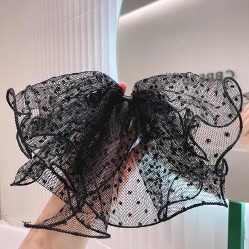 2021 Lace Veil Big Bow Hair pins Back White Lace Super Big Wave Point Yarn Hair Clips for Women Fashion Hair Accessories Female