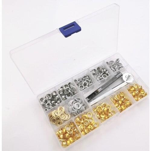 200pairs/ 100pairs 6mm Golden/ Silver Eyelet Punch Die Tool Set Metal button for Leathercraft Clothing Shoes Belt Bag Grommet