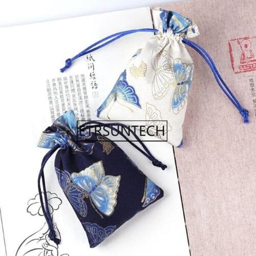 200pcs Butterfly Cloth Jewelry Pouch Bags Drawstring Empty Sachet Bags Candy Gift Pouch Trinket Jewellery Storage Bag