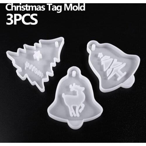 3pcs New Christmas Hanging Tag Silicone Jewelry Mold Resin Epoxy Casting Mould Christmas Tree Silicone Mold