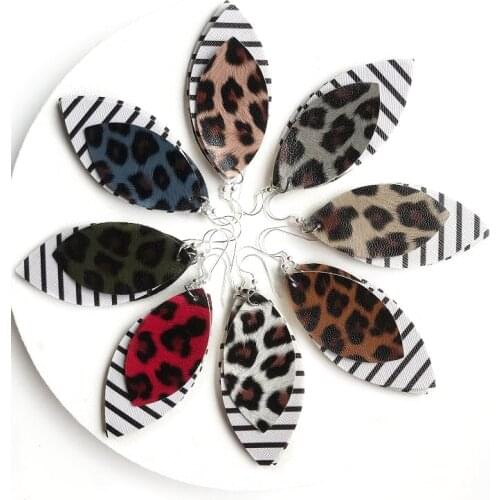 30pairs Leopard Pu Leather Earings Plaid Earring For Women Weave Teardrop 2020 Statement Leather Earing Wholesale