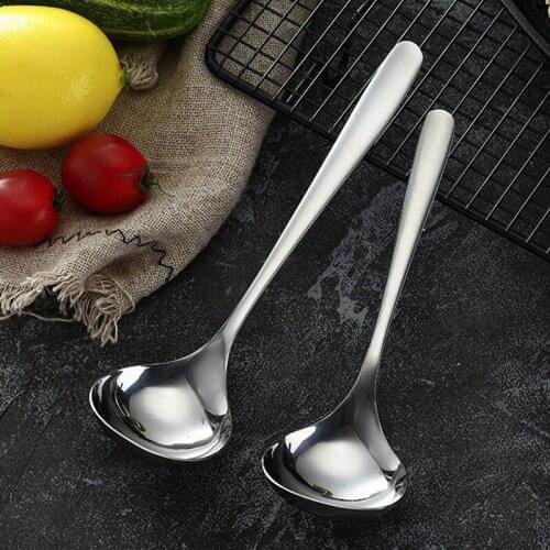 304 Stainless Steel Soup Spoon Long Handle Round Large Hot Pot Spoon Kitchen Cutlery