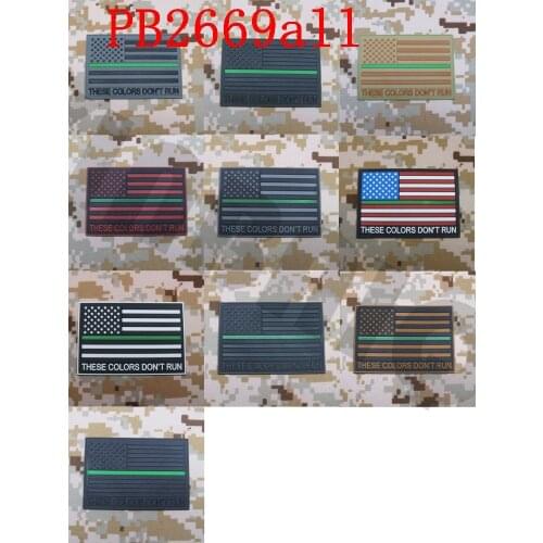 3D PVC patch The thin Green line America flag These Colors Don't Run