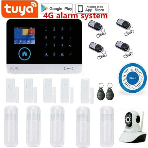 4G Wireless wifi & GSM alarm system RFID tag home security alarm kit tuya smart APP remote control