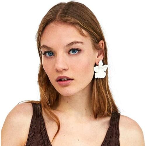 Large 6 Colors Inlove Fashion Big Earrings Korean Earrings Acrylic Flower Stud Earrings Women Wedding Party Engagement Jewelry