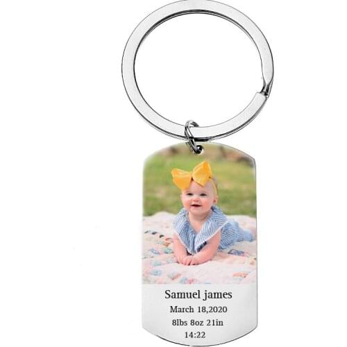 Fashion Personalized Custom Baby Birth Statistics Name Height Image..Creative Cute Charm Accessories Keychain New Mom Gifts