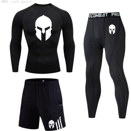 Brand Mens Winter Clothing Sports Thermal underwear set Compression Skin Tights Long johns Mens Thermal 3 piece Sports suit Men