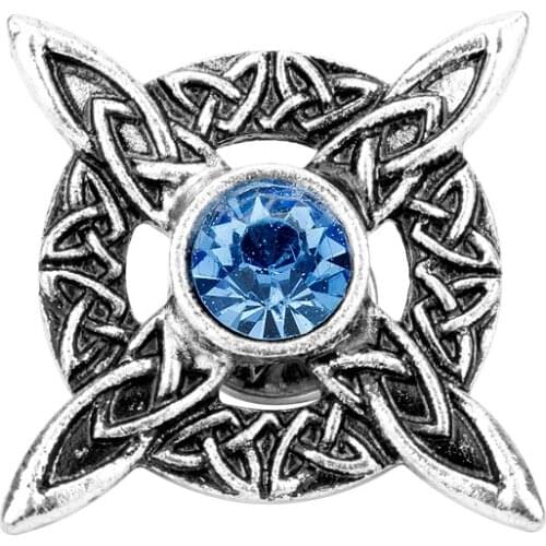 Viking Jewelry Breastpin Celtics Trinity Knot Cross Brooch Charms Blue Rhinestone Brooch Chest Pocket Brooches Pins