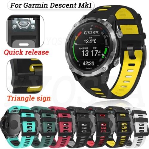 22 26mm Quick Release Silicone Watchband Strap For Garmin Descent MK1 Mk2 Mk2i Wristband For Garmin TACTIX DELTA Bracelet Correa