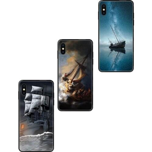 Lost Ship Nature Black Soft TPU Print Cover Case Hipster For iPhone 11 12 Pro XS Max X 8 7 6s Plus 5 SE 11 12 XR SE 2020
