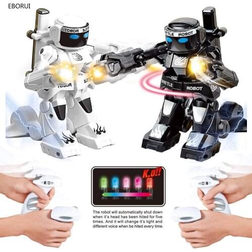 EBORUI RC Battle Robot 2.4G Humanoid Fighting RC Robot w/ Two Control Joysticks Real Boxing Fight Experience Gift for Kids