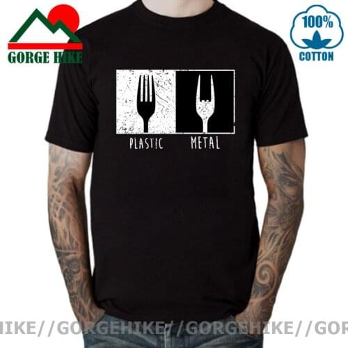 Everyday Objects Pattern Metal Plastic Fork T Shirt Cotton Short Sleeve Men T Shirts Punk Hip Hop T-Shirts Vintage Streetwear