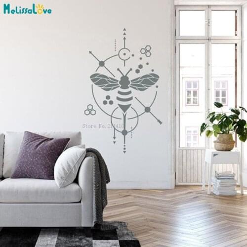 Geometric Bee Wall Decal Honeycomb Home Decor Nature Living Room Bedroom Decals Insect Art Murals YT6275