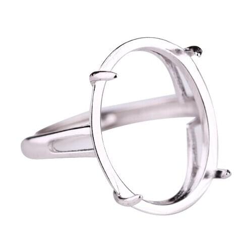 925 Sterling Silver 14x19mm Oval Cabochon Semi Mount Ring for Women DIY Stone Fine Jewelry Setting Engagement Wedding