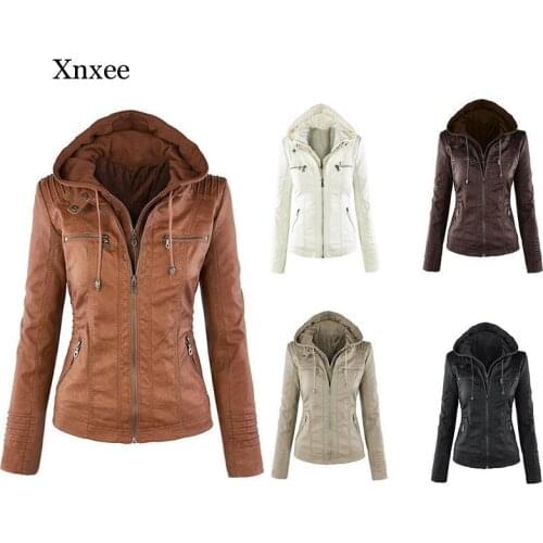 Faux Leather Jacket Women 2020 Basic Jacket Coat Female Winter Motorcycle Jacket Faux Leather Pu Hoodies Outerwear