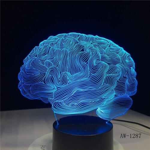Brain Shape 3D Illusion Lamp 7 Color Change Touch Switch LED Night Light Acrylic Desk lamp Atmosphere Novelty Lighting AW-1287