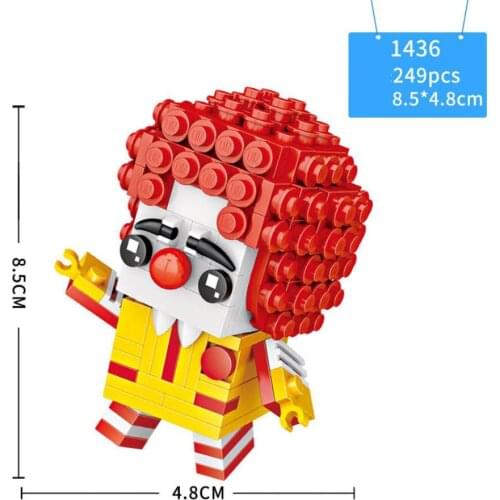 LOZ Spokesman Ronald McDonalds mini diamond building block big head cartoon joker bricks educational toys for children gifts
