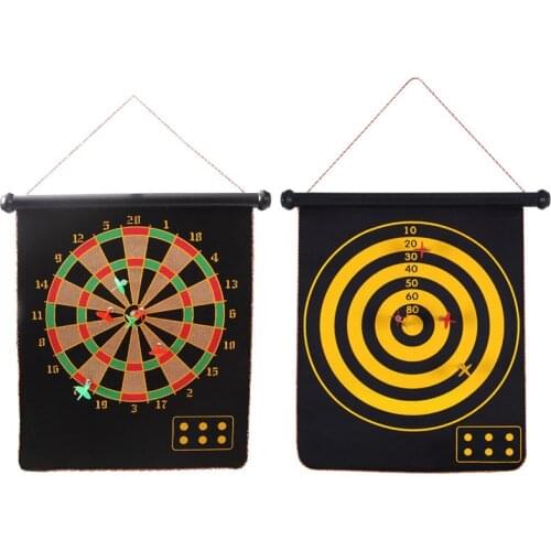 17 Inches Magnetic Dart Board Set Darts Suit Double Sides Flocking Dartboards Darts Plate of Safety Dart Safety Game Board Toy