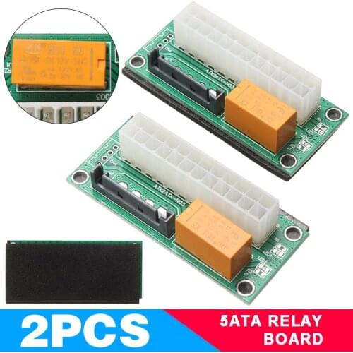 MAYITR 2pcs Add2PSU Multiple Power Supply Adapter TX 24-Pin to SATA Dual Power Synchronous Cable For PC Computer