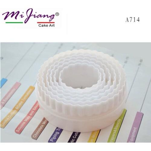 Mijiang 6pcs/set Round Plastic Fondant Cake Mold Stamper DIY Cookie Cutter Cake Decorating Baking Tools Bakeware Kitchen A714