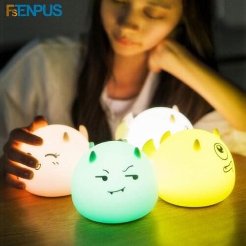 Cute Cartoon USB Charging LED Night Light Colorful Children Night Light Silicone Soft Cartoon Baby Lamp Sleeping LED Light Gift