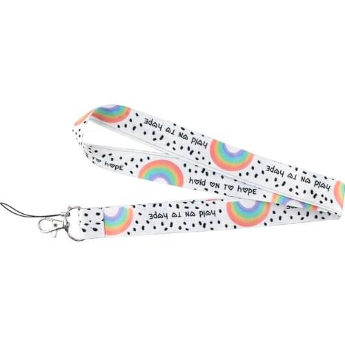 ZF1862 1pcs Rainbow Fashion Lanyards Badge Holder Keychain ID Card Pass Gym Mobile Badge Holder Lanyard Key Holder