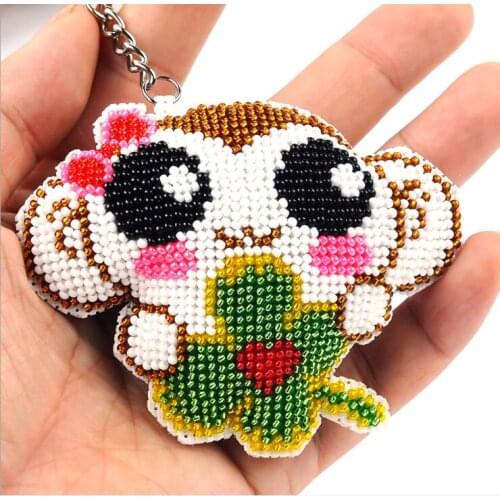 Flower Monkey cross stitch kit unifinished printed stamped 14ct plastic canvas DIY handmade craft needlework Keychain
