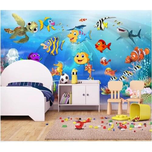 Custom wallpaper for walls 3 d mural Cartoon Underwater World Fantasy Cartoon Childrens Room Kids Room Decorative Painting wall