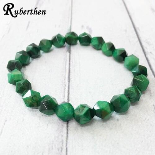Ruberthen Natural Tiger Eye Diamon d Cut Bracelet High Quality Men`s Energy Gem Stone Bracelet Best Stress Relief Bracelet