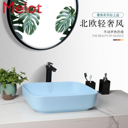 Nordic Affordable Luxury Frosted Blue Ceramic Table Basin Art Basin Wash Basin Wash Basin Toilet Wash Single Basin