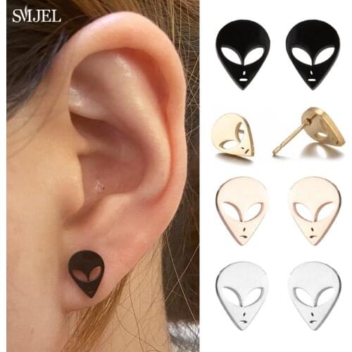 New Arrival Kawaii Aliens Cartoon Stud Earrings Alien Cute ET Spider Smiley Face Earrings 2021 Trend Ear Jewelry Christmas Gift
