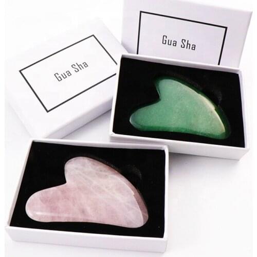 One pcs Hot Selling Private Label Custom Bian Stone Body Scraping Massage Tool Facial Natural Butterfly Rose Quartz Jade Gua Sha
